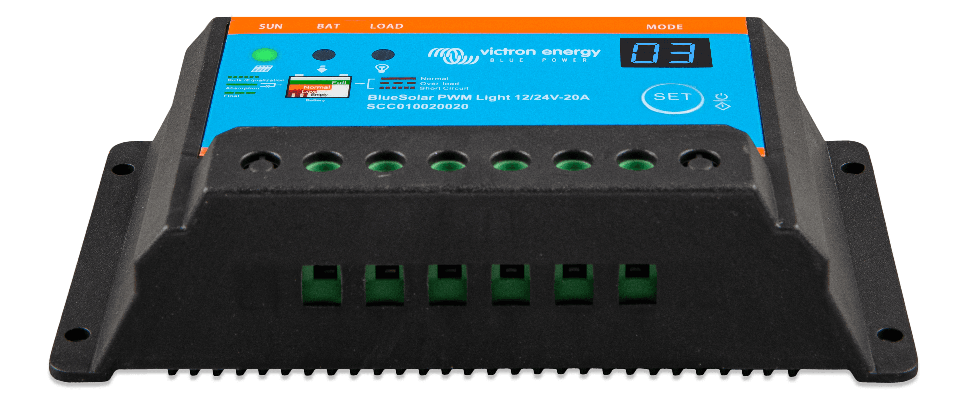 BlueSolar PWM-Light Charge Controller 12/24V-20A (front-angle) thumbnail